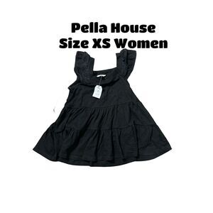 Time and Tru Women's Eyelet Flutter Tank Top Black Size XS